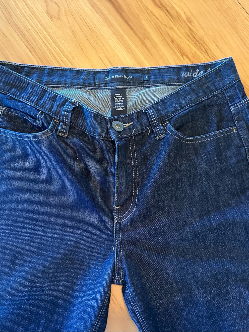 Calvin Klein Women’s Dark Blue Wide-leg Jeans - Picture 3 of 7